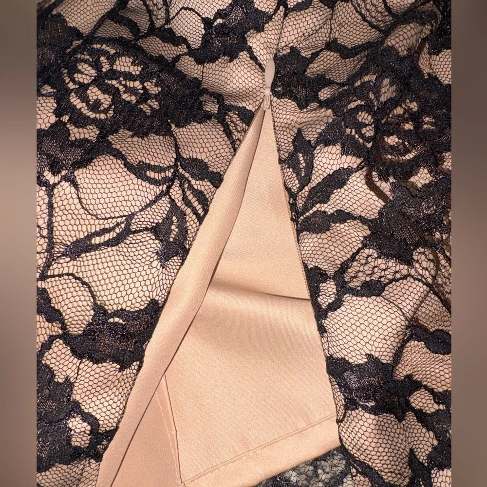Vintage Jessica Howard Petite Black Lace Overlay Nude Lining Side Zip Size 12 - Picture 7 of 7